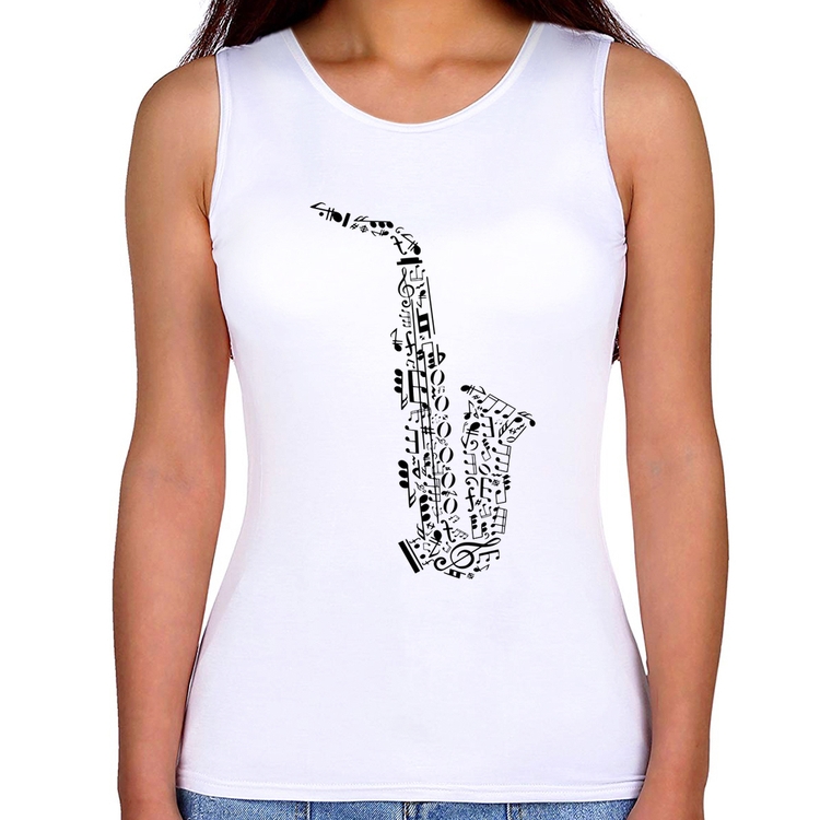 Regata Feminina Saxofone Notas Musicais