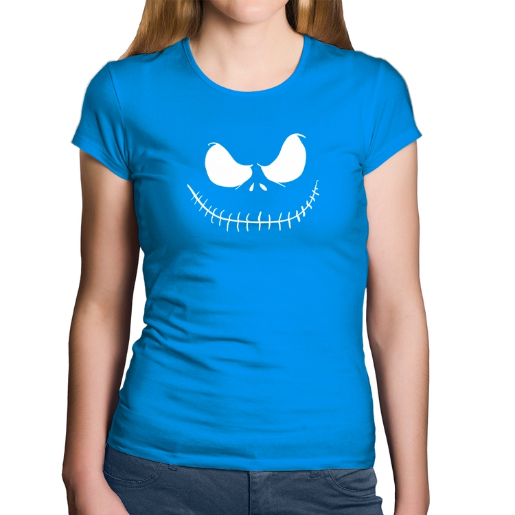 Baby Look Algodão Scare Face - Azul