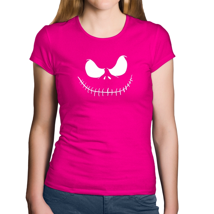 Baby Look Algodão Scare Face - Rosa