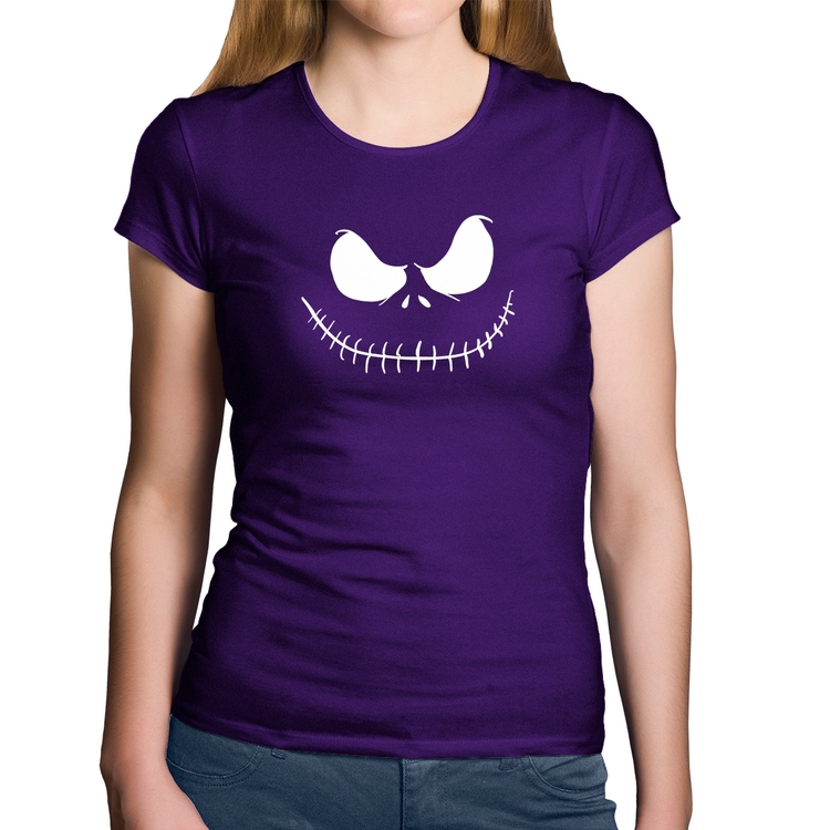 Baby Look Algodão Scare Face - Roxa