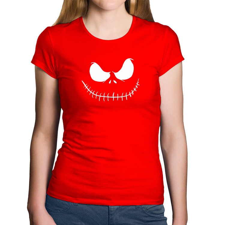 Baby Look Algodão Scare Face - Vermelha