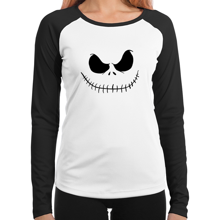 Baby Look Raglan Scare Face Manga Longa