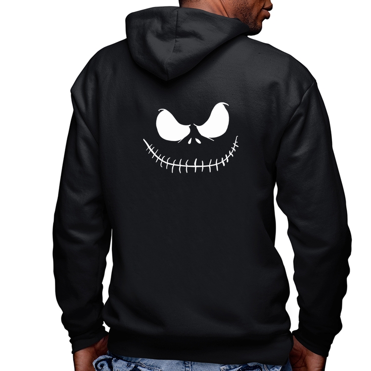 Blusa Moletom Scare Face Masculina com Capuz e Zíper