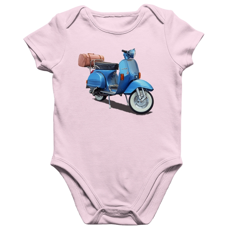 Body Bebê Algodão Scooter Azul - Rosa Bebê