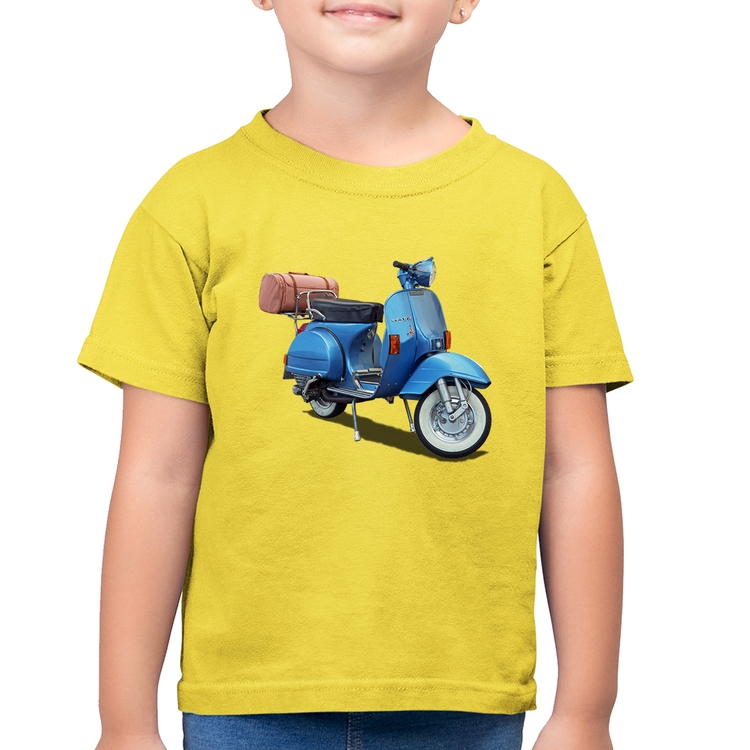 Camiseta Algodão Infantil Scooter Azul - Amarelo Canário