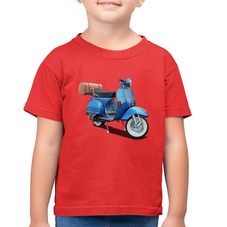 Camiseta Algodão Infantil Scooter Azul - Vermelha