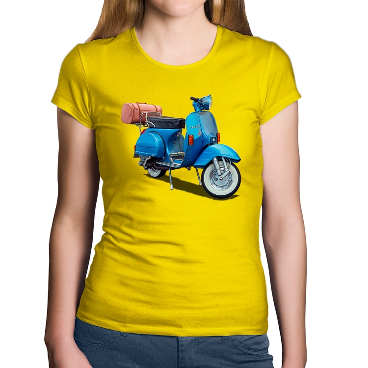 Baby Look Algodão Scooter Azul - Amarela