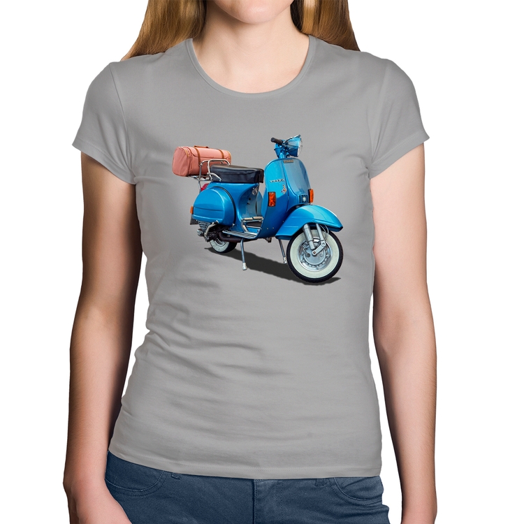 Baby Look Algodão Scooter Azul - Cinza