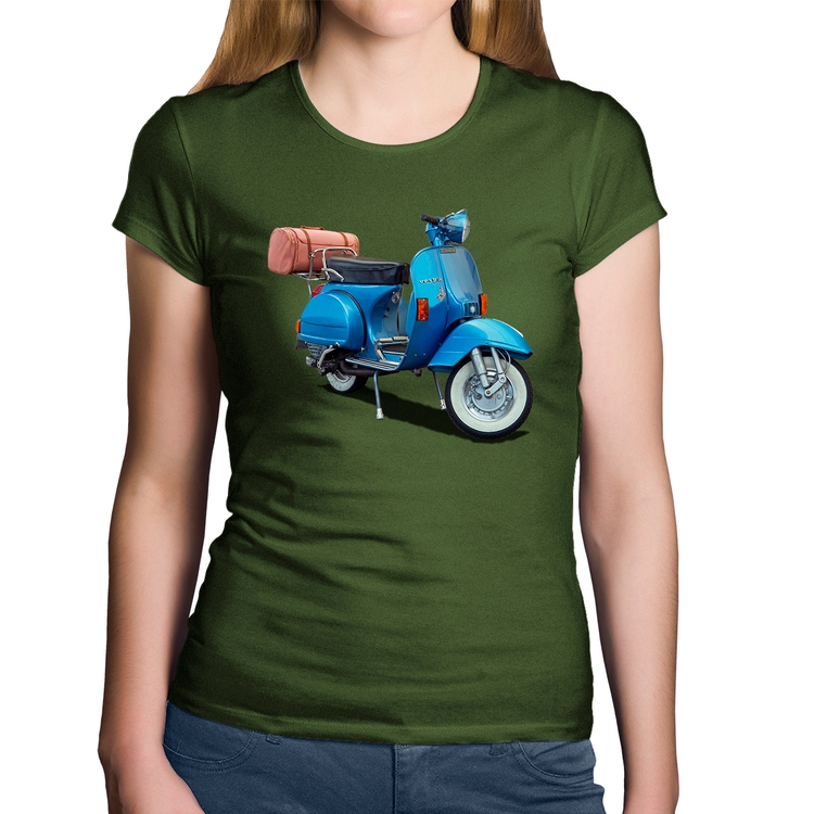 Baby Look Algodão Scooter Azul - Musgo