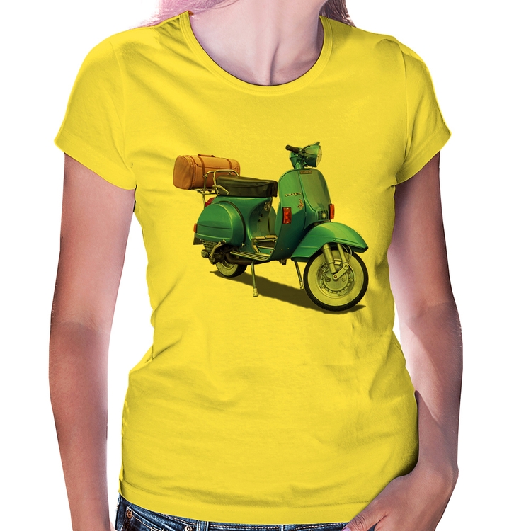 Baby Look Scooter Azul - Amarela