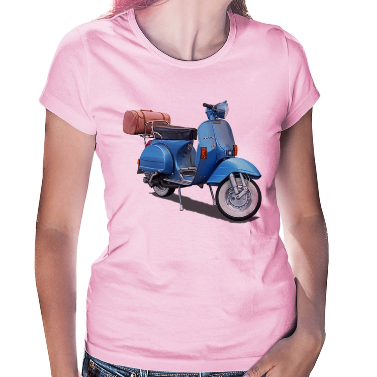 Baby Look Scooter Azul - Rosa Bebê