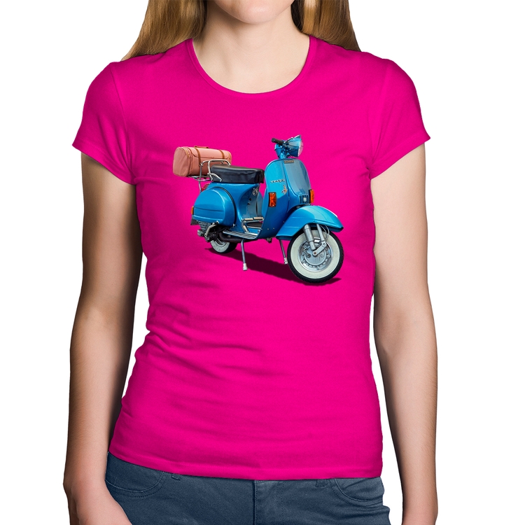 Baby Look Algodão Scooter Azul - Rosa