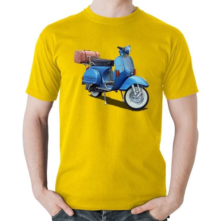 Camiseta Algodão Scooter Azul - Amarela