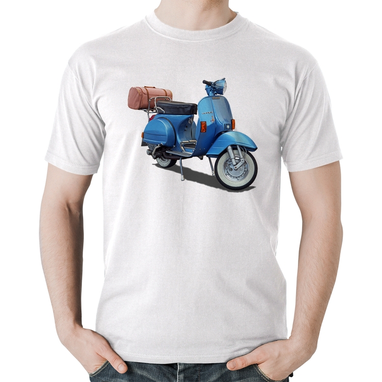 Camiseta Algodão Scooter Azul - Branca
