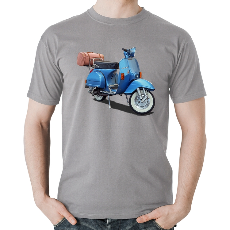 Camiseta Algodão Scooter Azul - Cinza