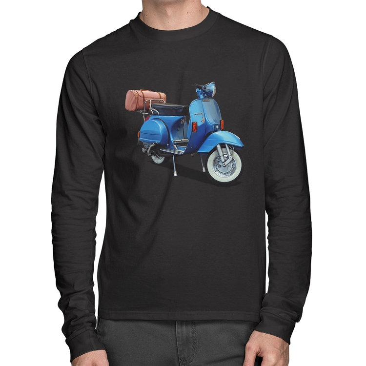 Camiseta Algodão Scooter Azul Manga Longa