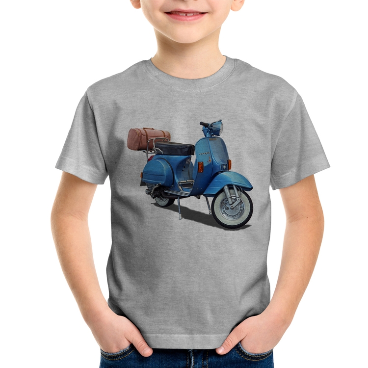 Camiseta Infantil Scooter Azul - Cinza