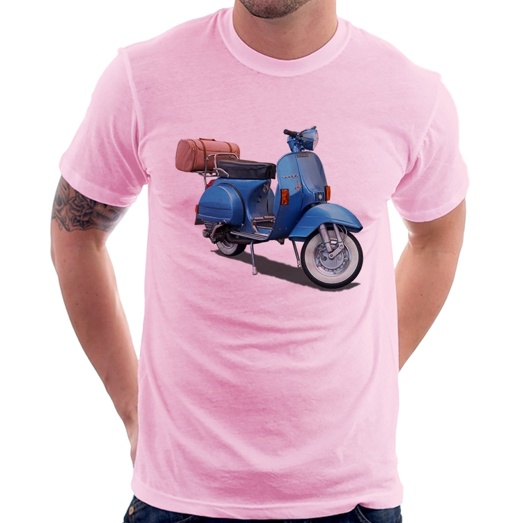 Camiseta Scooter Azul - Rosa Bebê