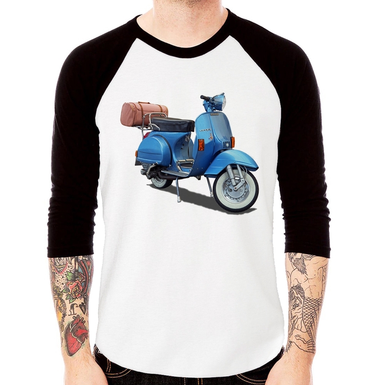 Camiseta Raglan Scooter Azul Manga 3/4
