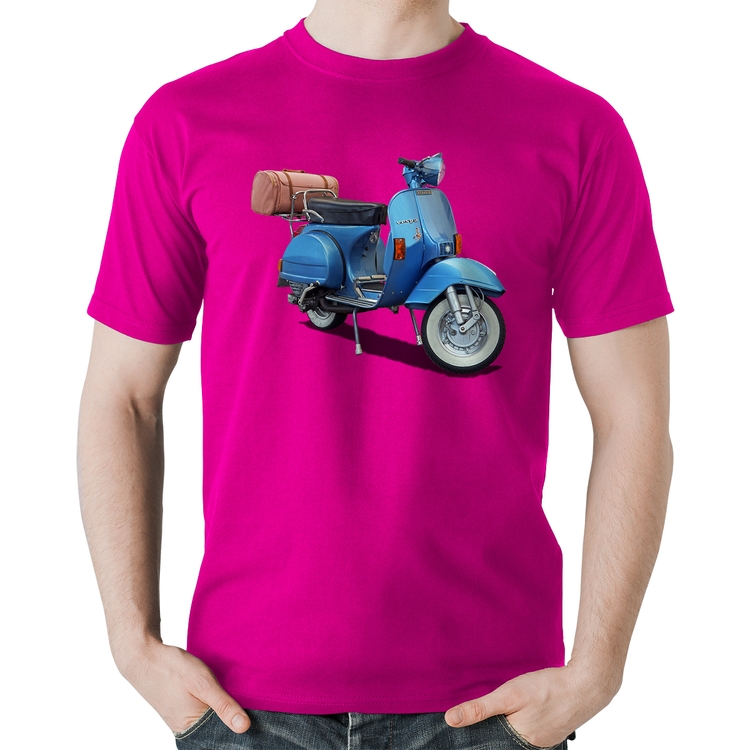 Camiseta Algodão Scooter Azul - Rosa