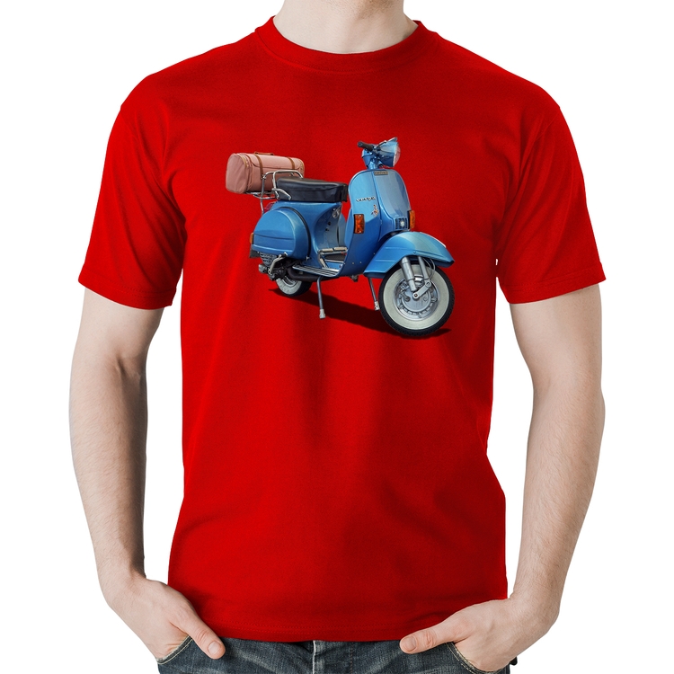 Camiseta Algodão Scooter Azul - Vermelha
