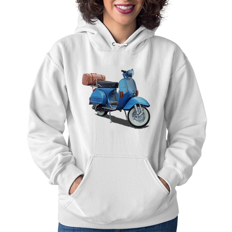 Moletom Feminino Scooter Azul - Branco