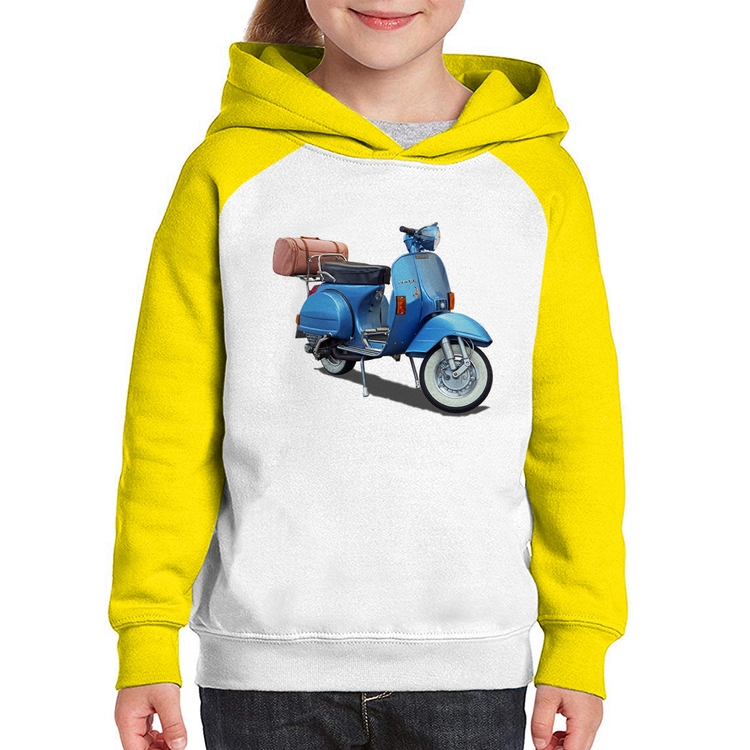 Moletom Infantil Scooter Azul - Branco/Amarelo