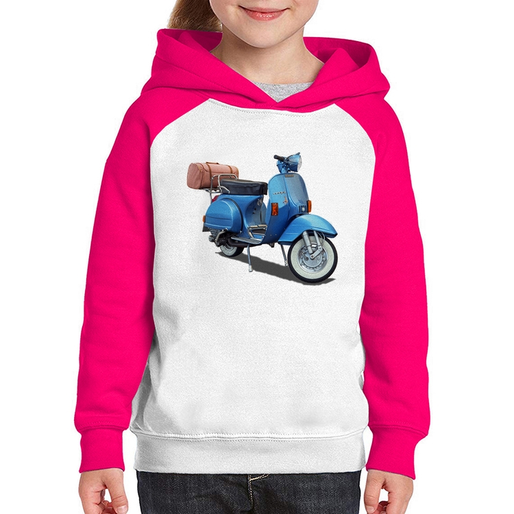 Moletom Infantil Scooter Azul - Branco/Rosa