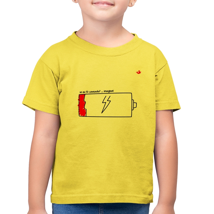 Camiseta Algodão Infantil Se eu tô cansada? - Amarelo Canário