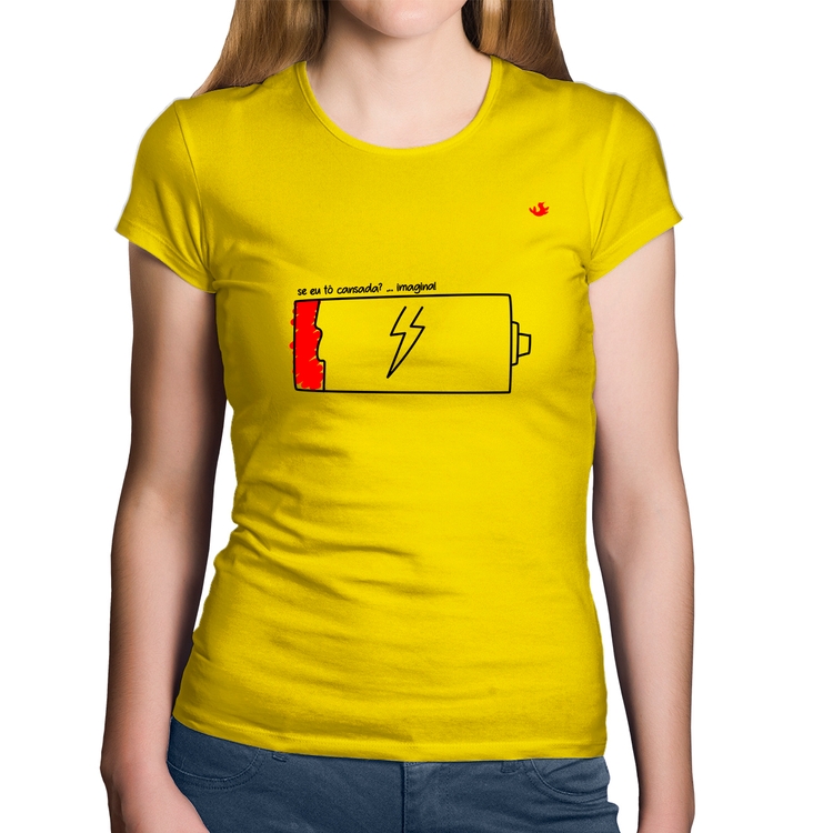 Baby Look Algodão Se eu tô cansada? - Amarela