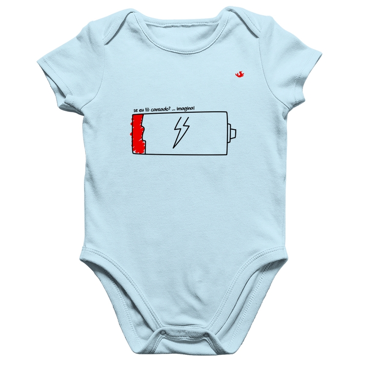 Body Bebê Algodão Se eu tô cansado? - Azul Bebê