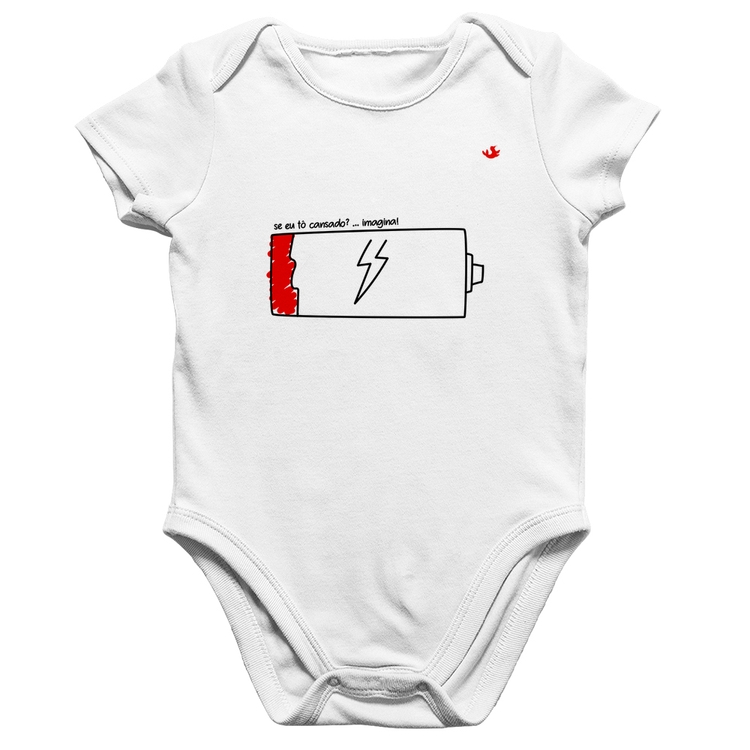 Body Bebê Algodão Se eu tô cansado? - Branco