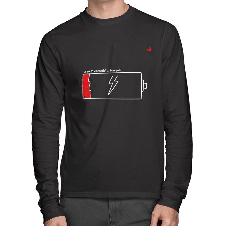 Camiseta Algodão Se eu tô cansado? Manga Longa