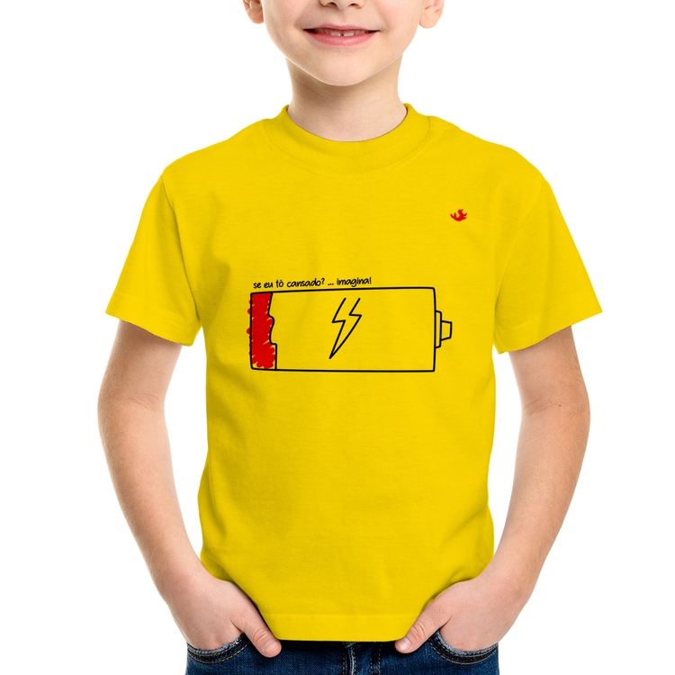 Camiseta Infantil Se eu tô cansado? - Amarela
