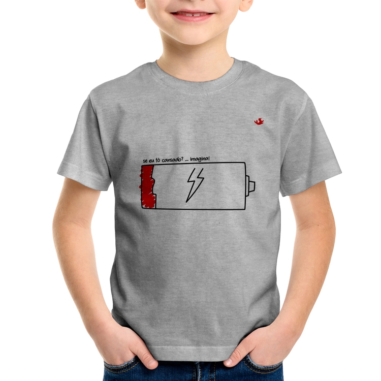 Camiseta Infantil Se eu tô cansado? - Cinza