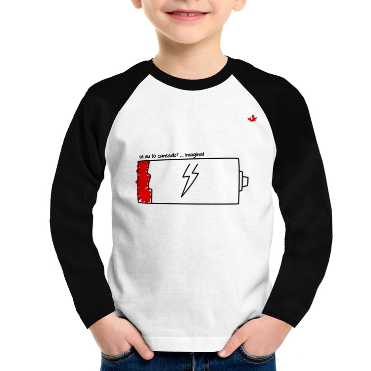 Camiseta Raglan Infantil Se eu tô cansado? Manga Longa