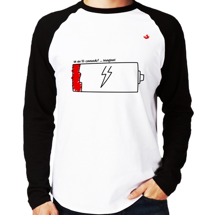 Camiseta Raglan Se eu tô cansado? Manga Longa