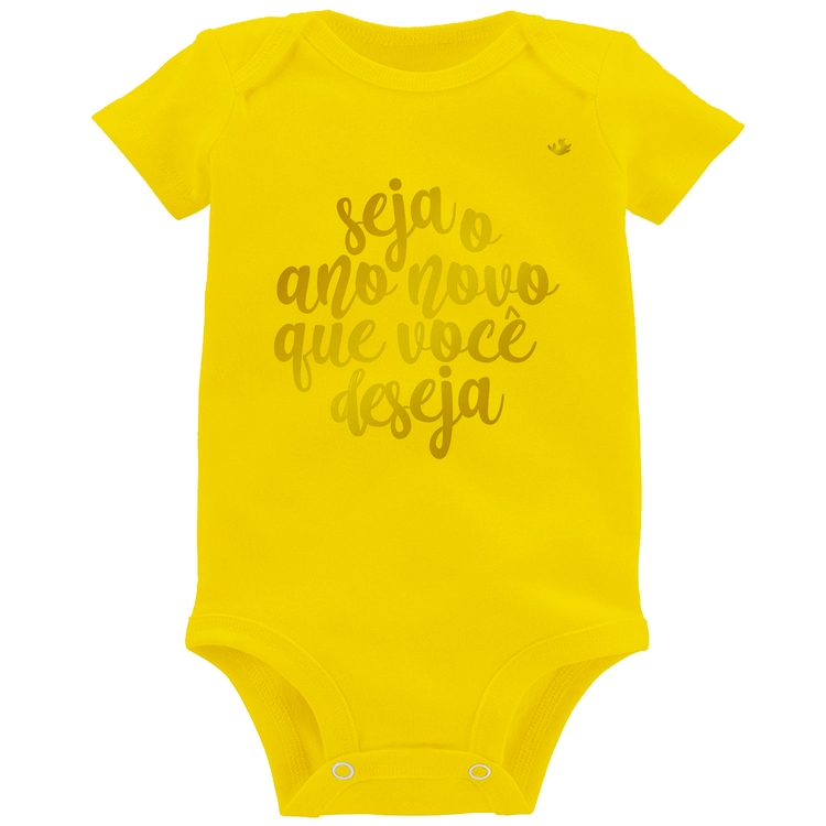Body Bebê Seja o ano novo que você deseja - Amarelo