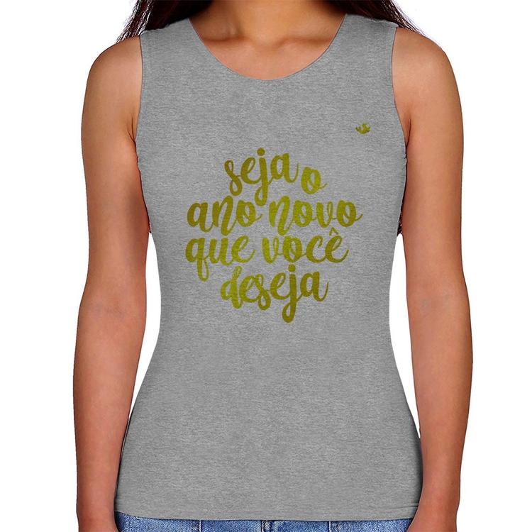 Regata Feminina Seja o ano novo que você deseja - Cinza