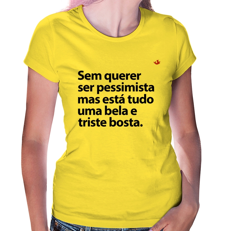 Baby Look Sem querer ser pessimista mas - Amarela