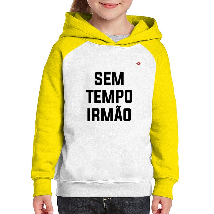 Moletom Infantil Sem tempo irmão - Branco/Amarelo