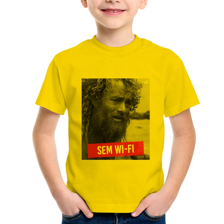 Camiseta Infantil Sem Wi-Fi - Amarela