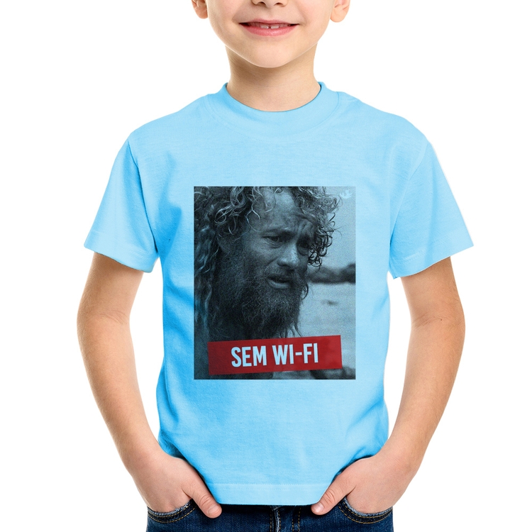 Camiseta Infantil Sem Wi-Fi - Azul Bebê