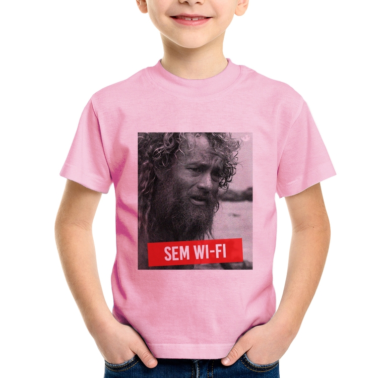 Camiseta Infantil Sem Wi-Fi - Rosa Bebê