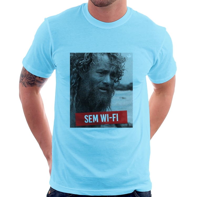 Camiseta Sem Wi-Fi - Azul Bebê