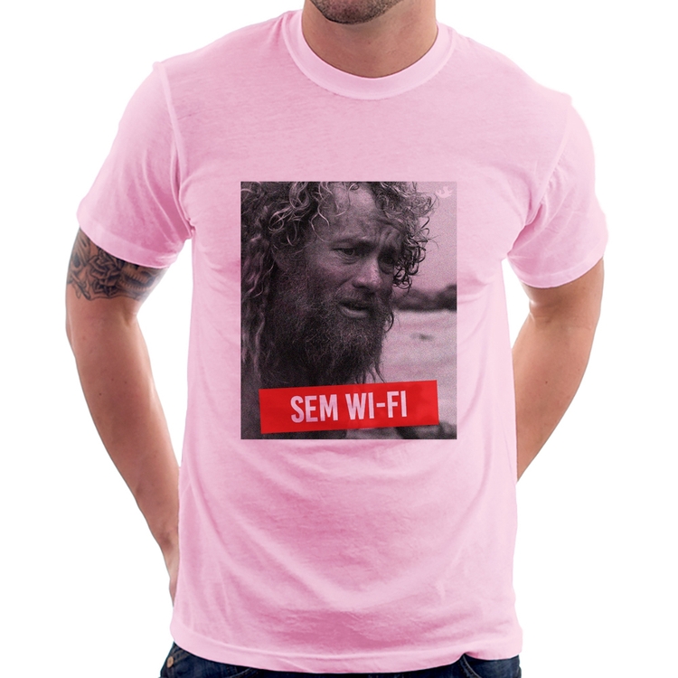 Camiseta Sem Wi-Fi - Rosa Bebê