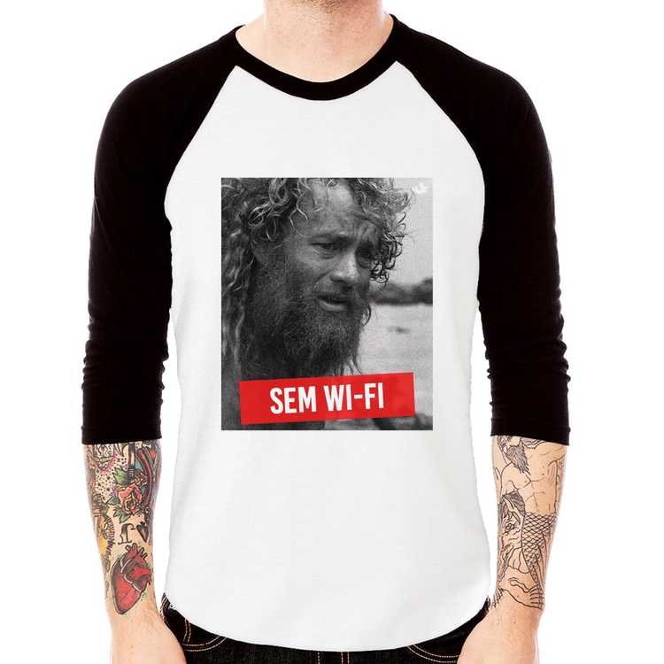 Camiseta Raglan Sem Wi-Fi Manga 3/4