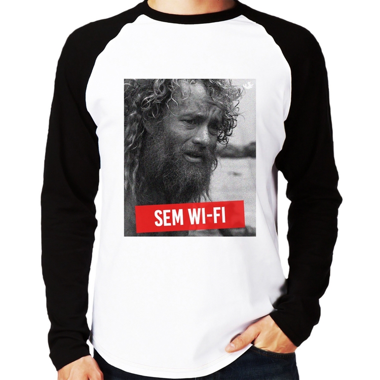 Camiseta Raglan Sem Wi-Fi Manga Longa