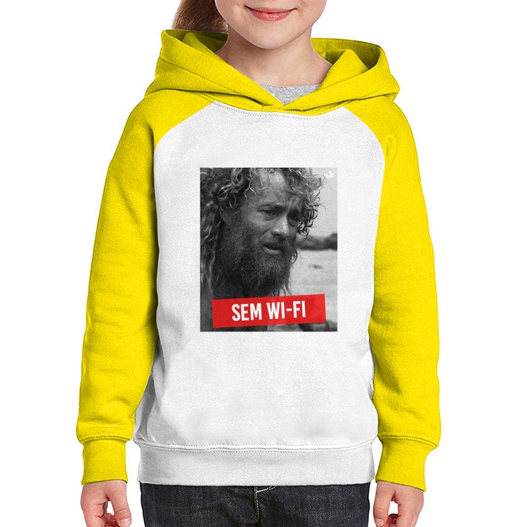 Moletom Infantil Sem Wi-Fi - Branco/Amarelo