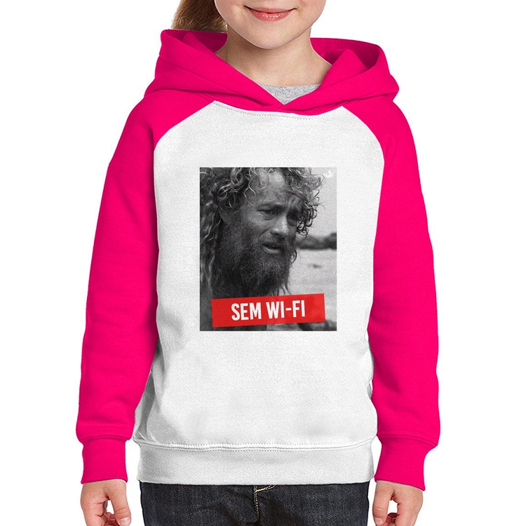 Moletom Infantil Sem Wi-Fi - Branco/Rosa